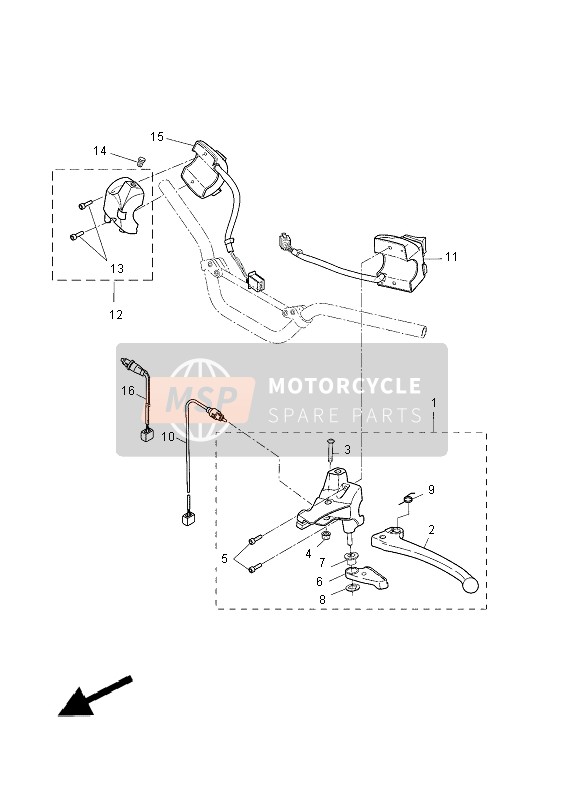 Yamaha EW50N 2014 Commutateur de poignée & Levier pour un 2014 Yamaha EW50N